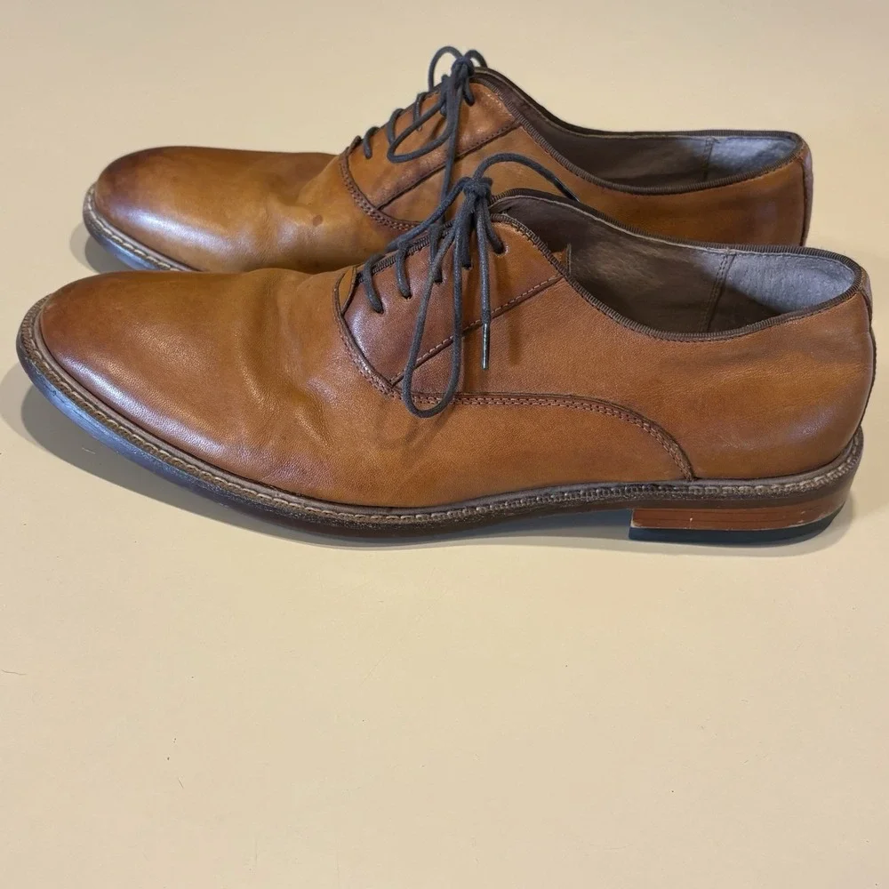 Aston Grey Collection Leu leather‎ oxford Men's Brown Dress Shoes Size 9